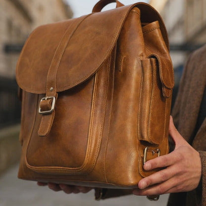 Men's Leather Tannery Backpack - Tan