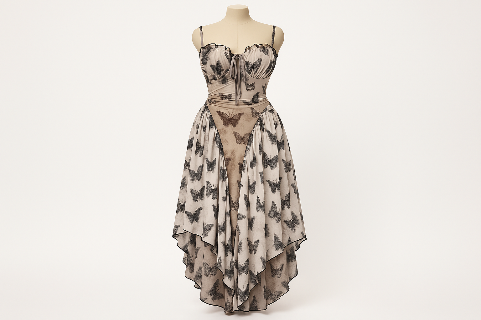 Professional product image of butterfly print patchwork maxi dress