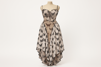 Professional product image of butterfly print patchwork maxi dress
