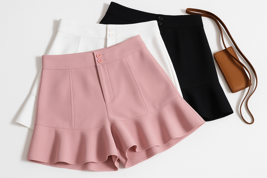 Professional product image of high-waisted A-line shorts