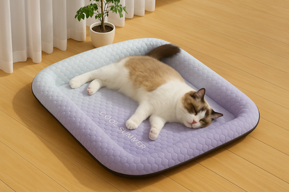 Professional self-cooling pet bed with proper raised borders
