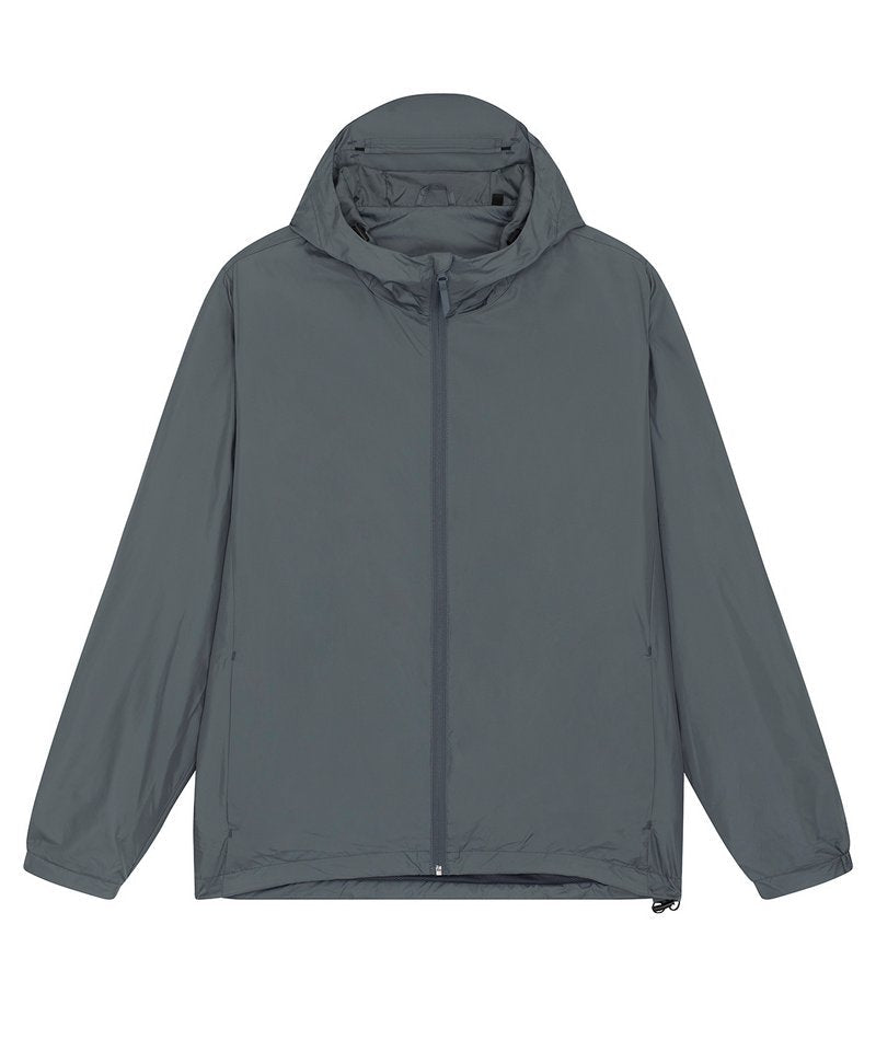 grey Recycled Polyester Lightweight Waterproof Jacket | Bascora