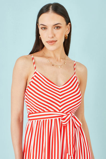 Red Stripe Midi Sun Dress - Bascora