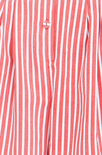 Red Stripe Retro Playsuit - Bascora