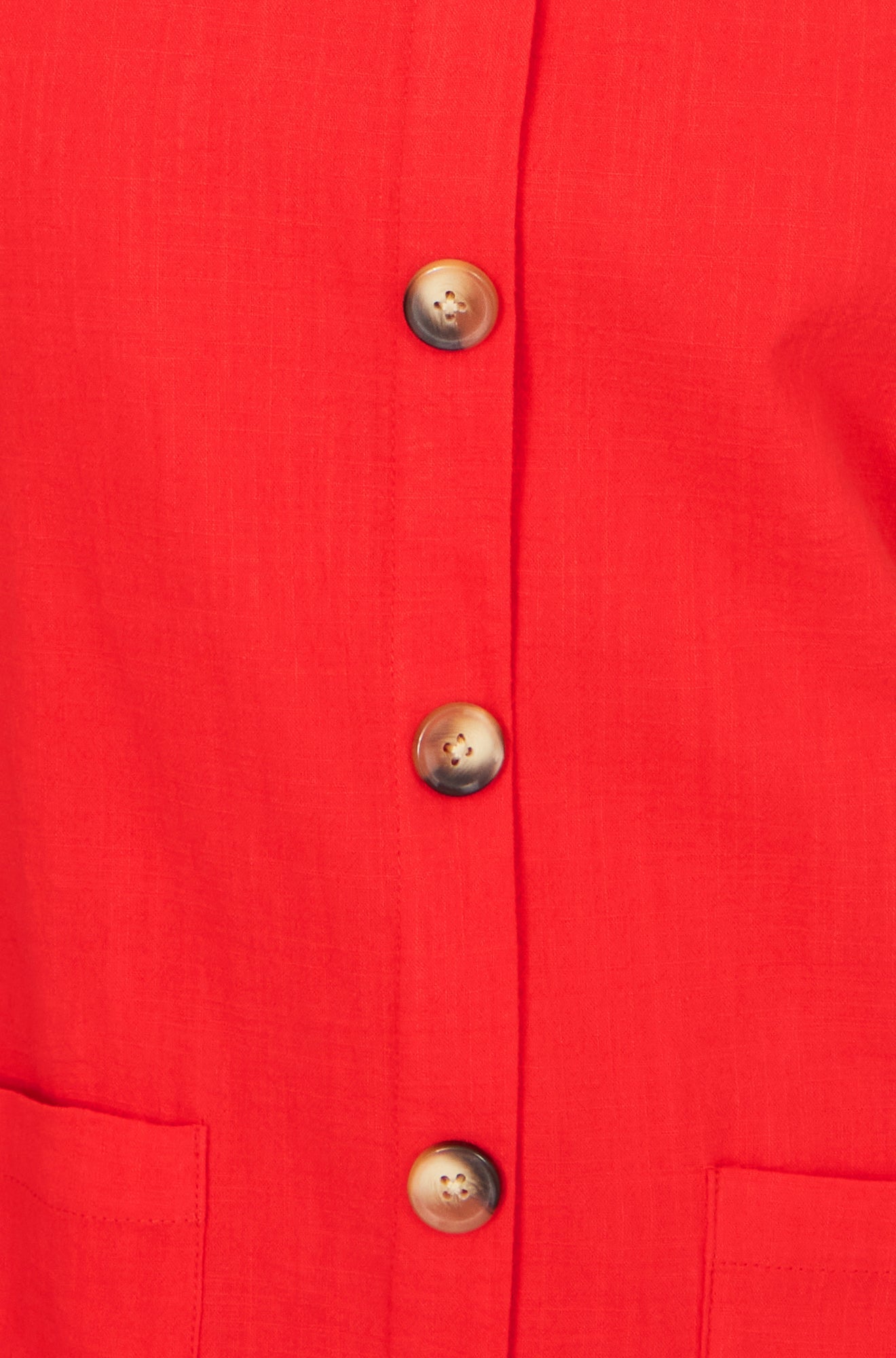 Red Viscose Button Detail Shift Dress - Bascora