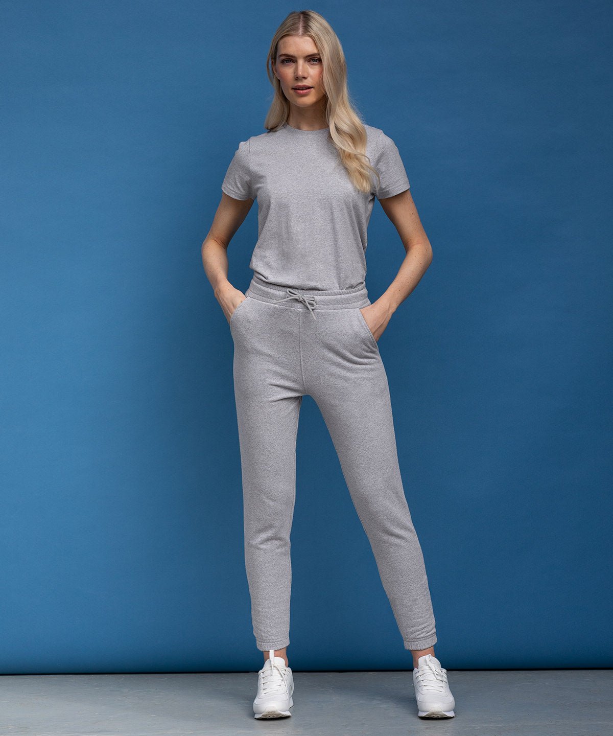 woman wearing Regenerated Cotton Jog Pants – Unisex Sustainable Joggers
