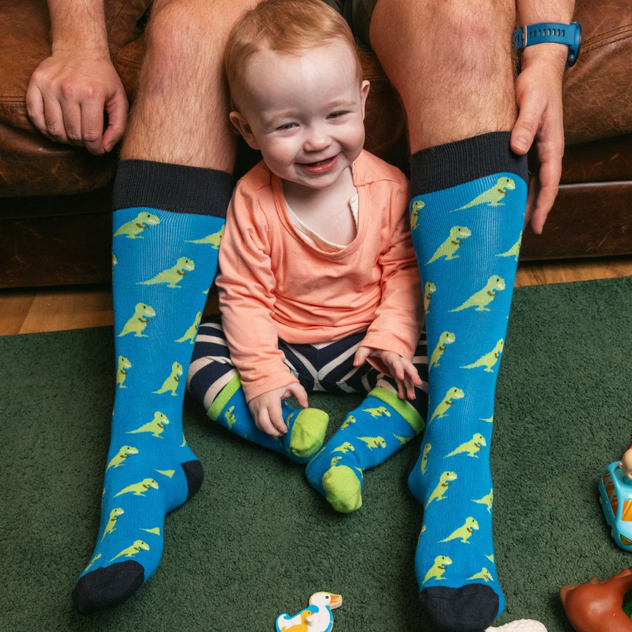 Roar Together – T-Rex Matching Bamboo Socks - Bascora
