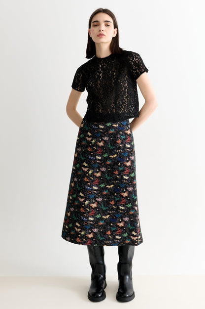 Rufaro Lace Trim Short Sleeve Blouse - Black - Bascora