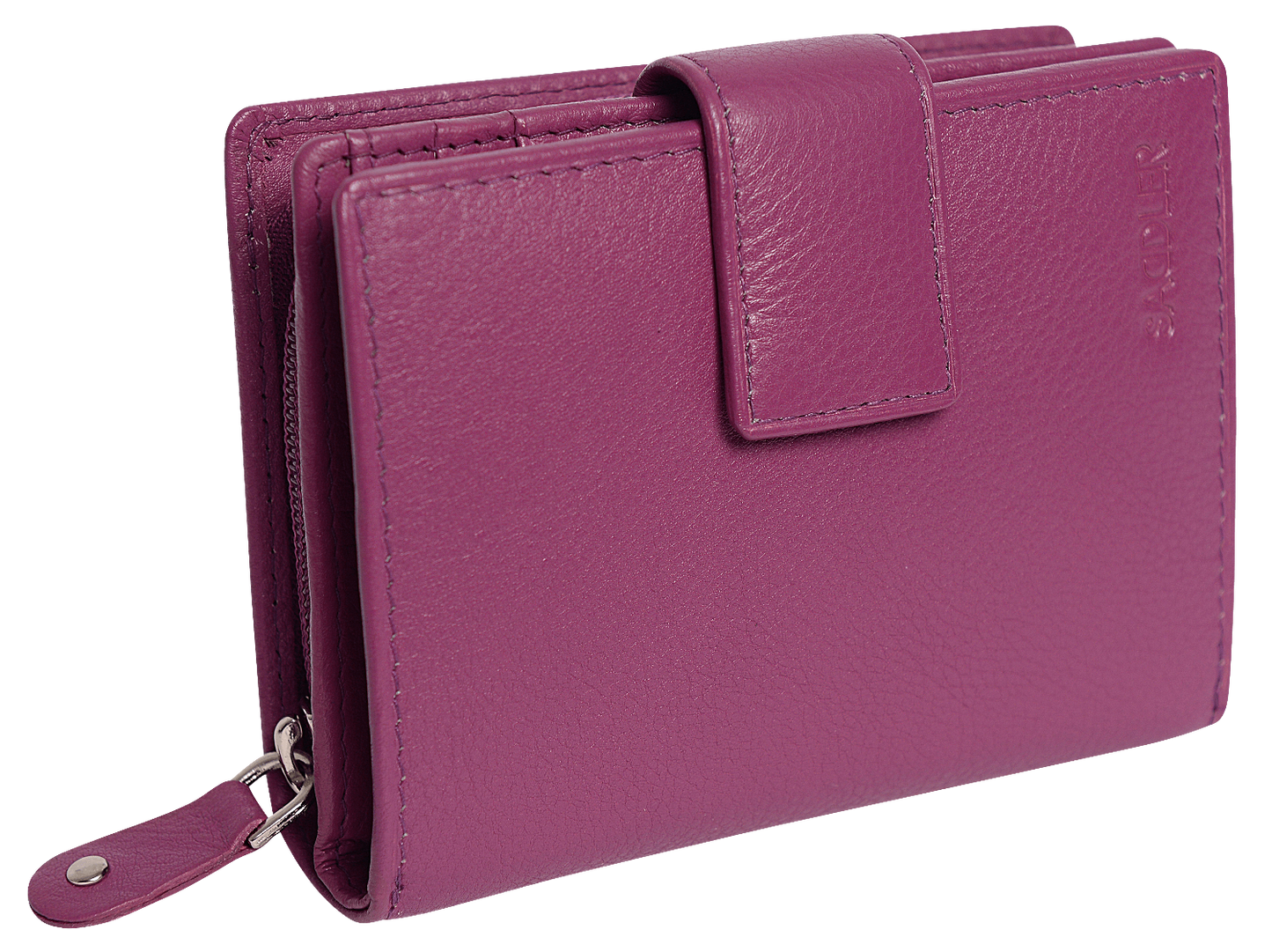 Purple wallet with a strap on a transparent background