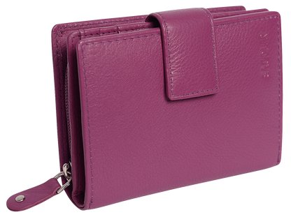 Purple wallet with a strap on a transparent background