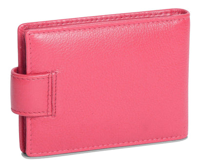 Pink leather wallet on a white background