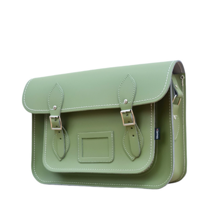 Handmade Leather Satchel – Sage Green