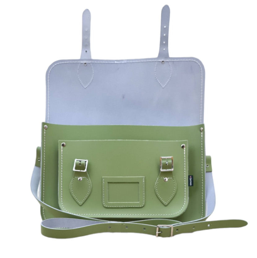 Handmade Leather Satchel – Sage Green
