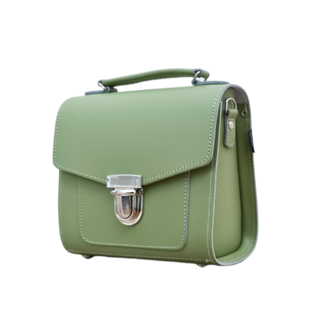 Handmade Leather Sugarcube Handbag – Sage Green