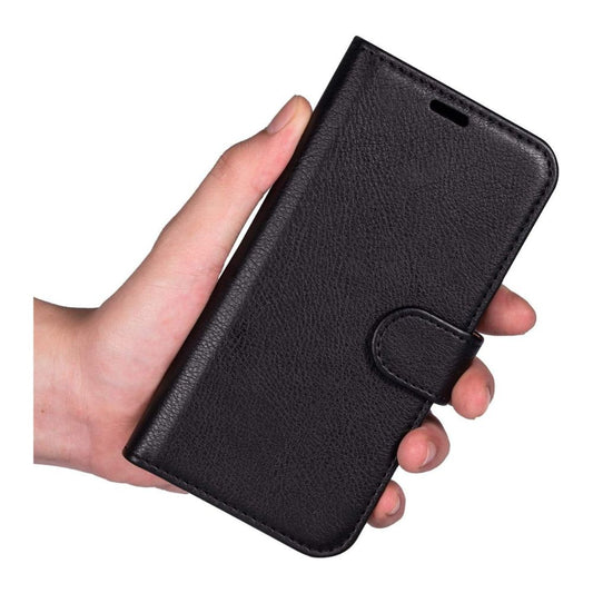 Samsung Galaxy S6 Edge Book Flip Black Leather Wallet Case