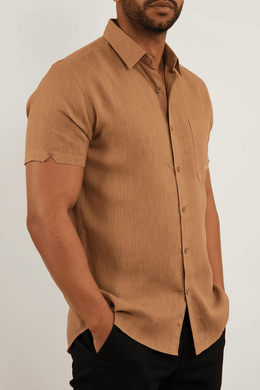 Short-Sleeve Cotton Linen Shirt – Men's - Bascora
