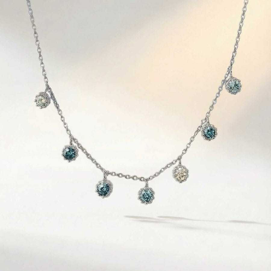 Dainty London Silver Aqua Necklace with Barnacle Details and Ocean Blue Topaz