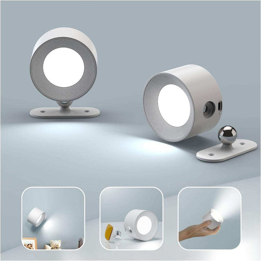 White LED light fixture with mounting bracket on a gray background