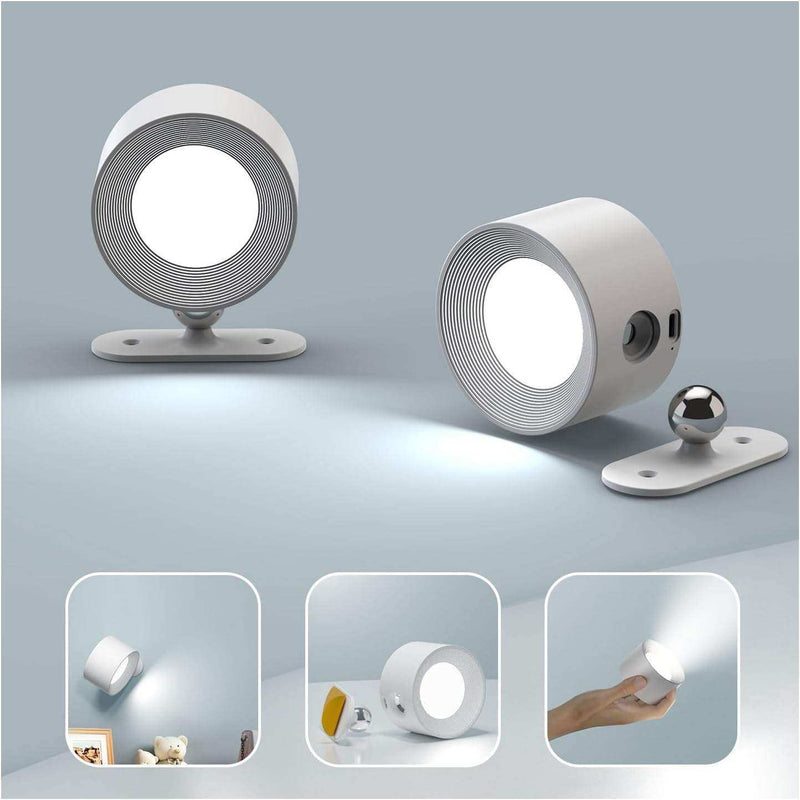 White LED light fixture with mounting bracket on a gray background