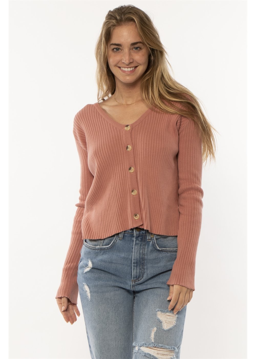 womman wearing Sisstrevolution Sunburst LS Knit Top