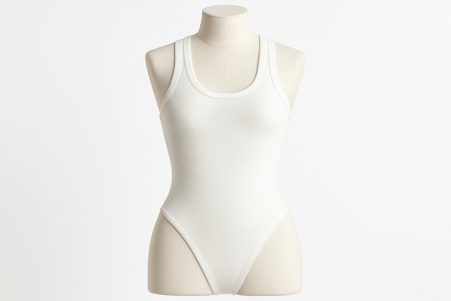 Sleeveless Knit Bodysuit in White