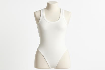 Sleeveless Knit Bodysuit in White