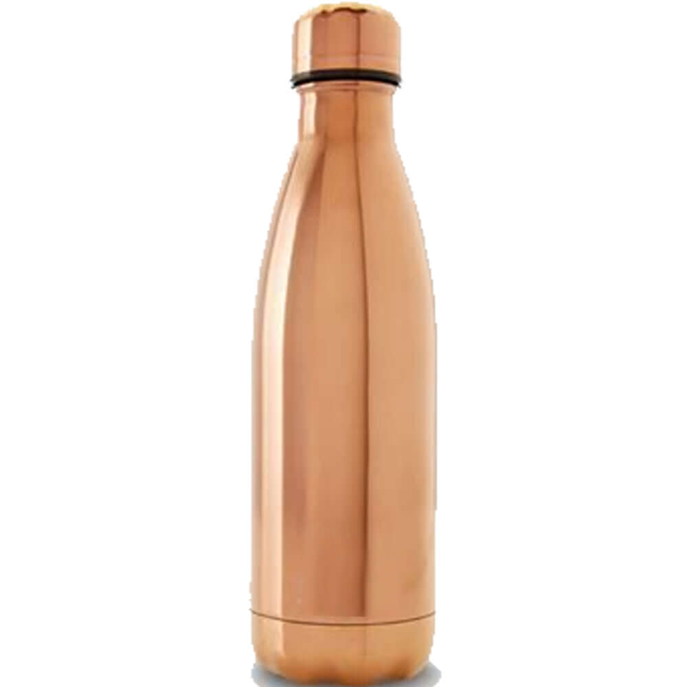 Rose gold water bottle on a white background