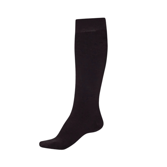 Black knee-high sock on a white background