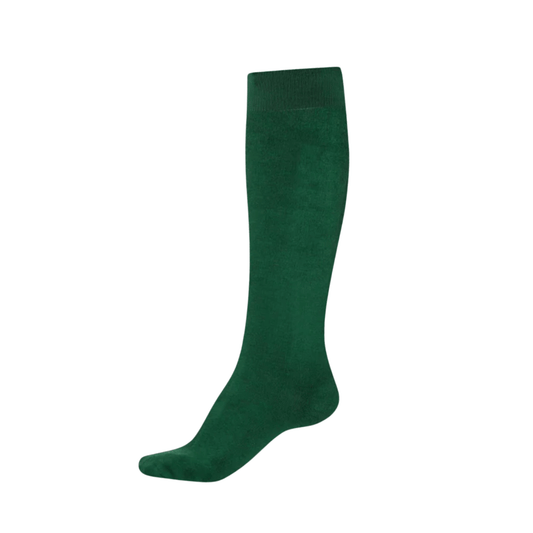 Green knee-high sock on a white background