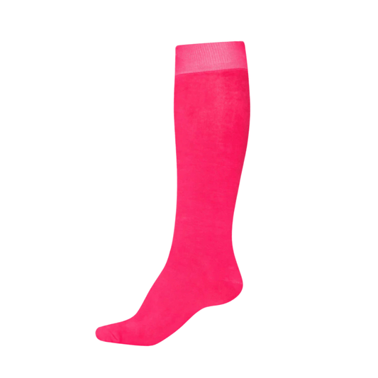 Bright pink knee-high sock on a white background