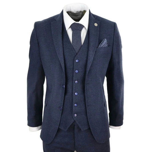 Men's Wool Herringbone Tweed 3 Piece Authentic 1920s Classic Suit