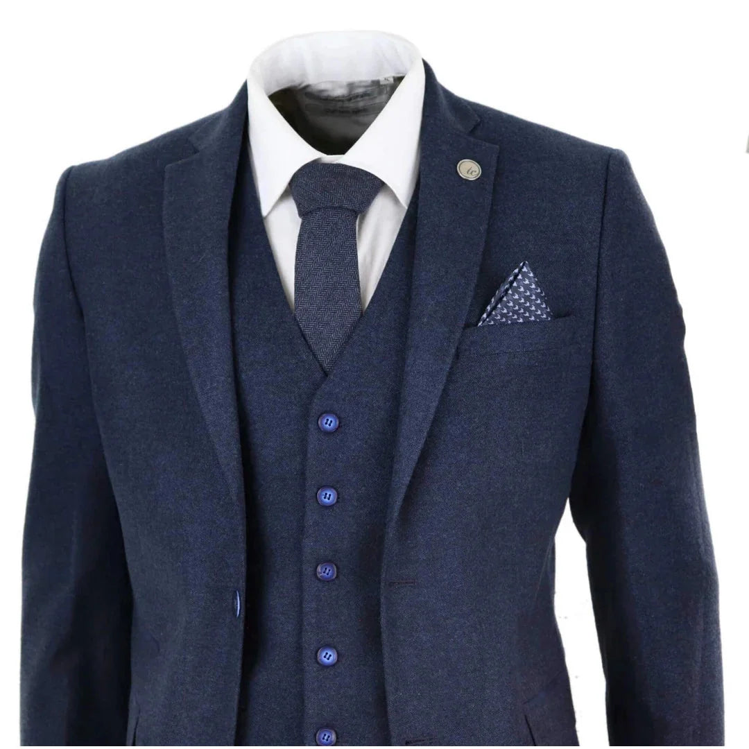 Men's Wool Herringbone Tweed 3 Piece Authentic 1920s Classic Suit