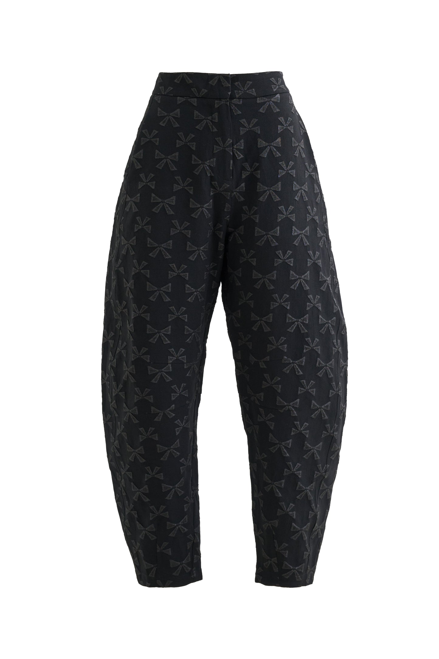 Sutton Black Bow Jacquard Barrel Trousers - Bascora