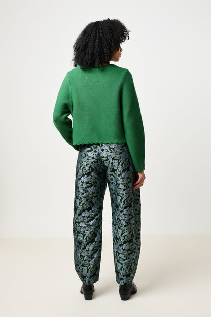 Sutton Blossom Jacquard Barrel Trouser - Black - Bascora