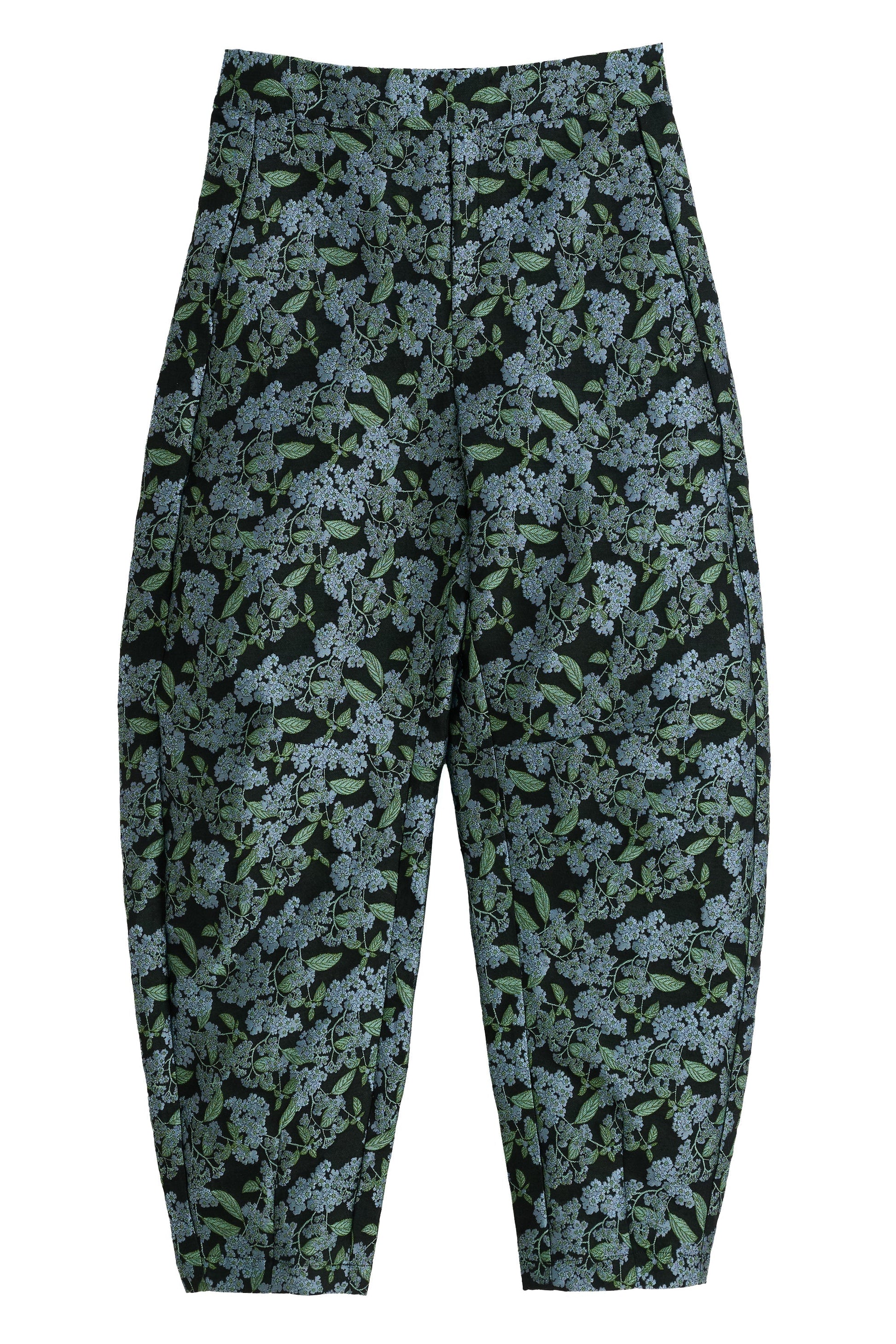 Sutton Blossom Jacquard Barrel Trouser - Black - Bascora