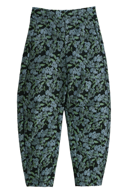 Sutton Blossom Jacquard Barrel Trouser - Black - Bascora