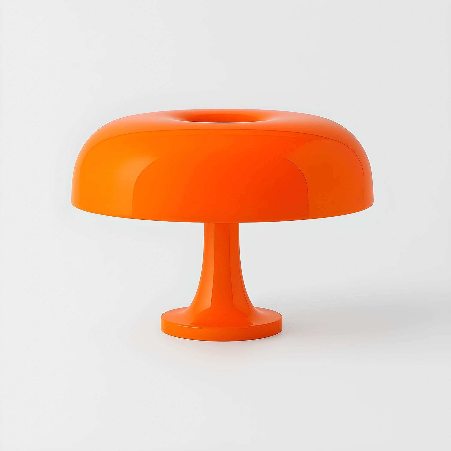 Orange mushroom-shaped lamp on a white background