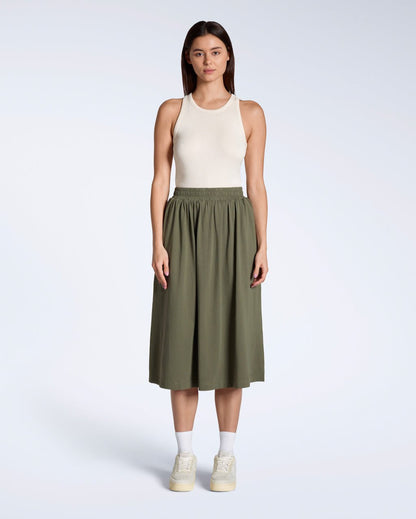 The Gathered Midi Skirt – Organic Cotton - Bascora