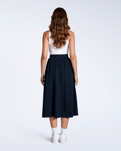 The Gathered Midi Skirt – Organic Cotton - Bascora