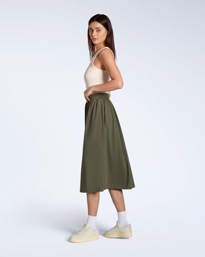 The Gathered Midi Skirt – Organic Cotton - Bascora