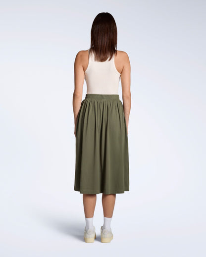The Gathered Midi Skirt – Organic Cotton - Bascora