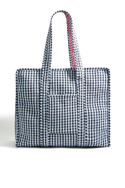 The Gingham Quilted Shopper – Black - Bascora