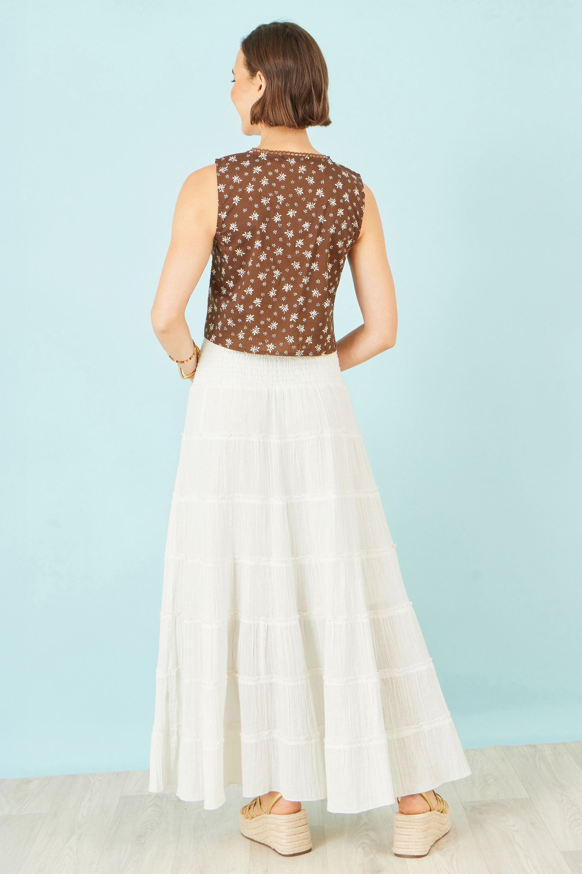 The Khaki Floral Wrap – Viscose Top - Bascora