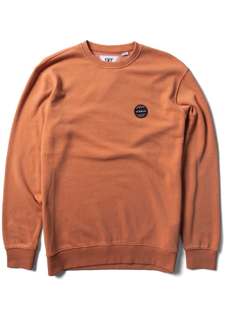 orange sweatshirt with a small logo on a white background