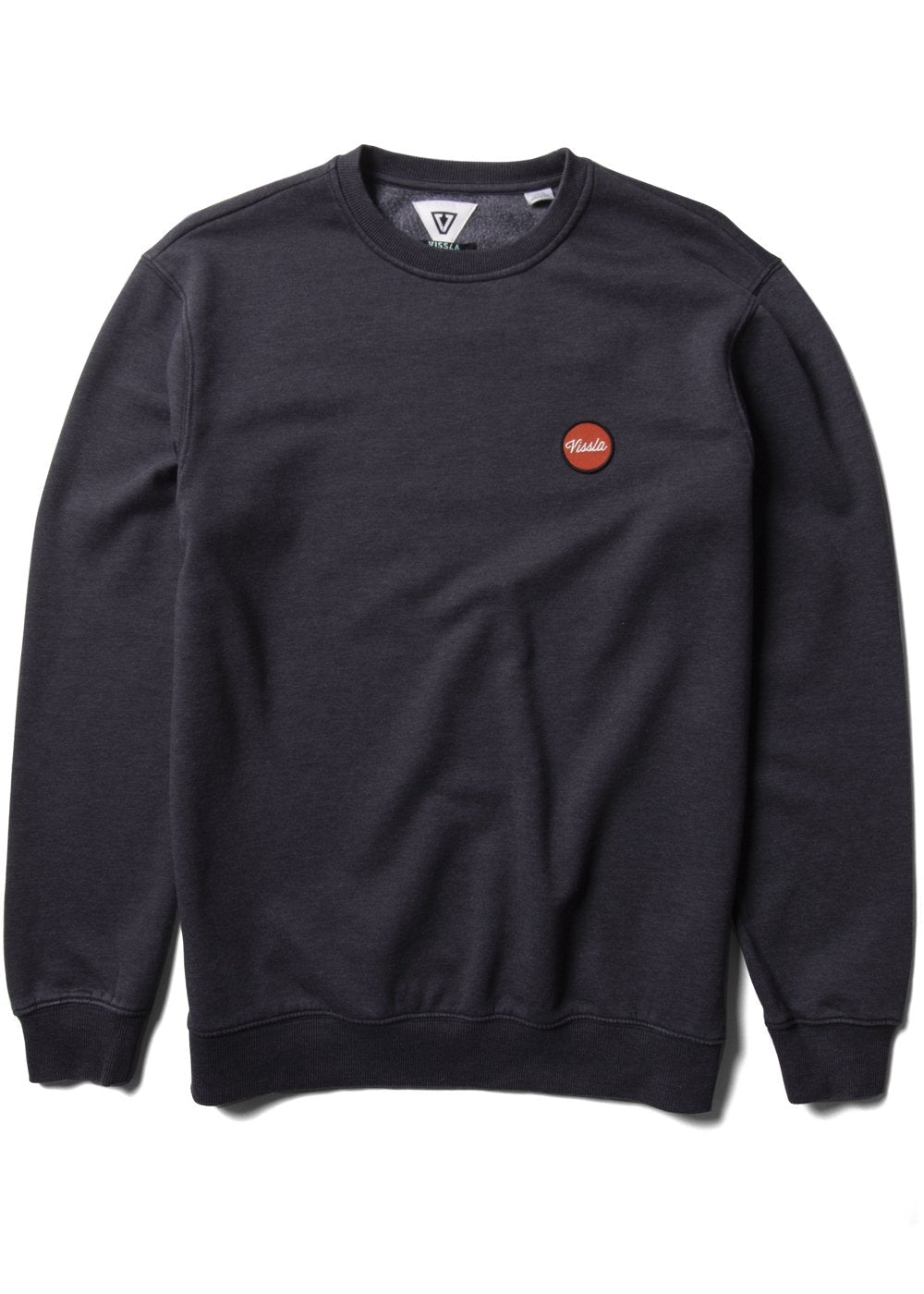 navy sweatshirt with a small logo on a white background