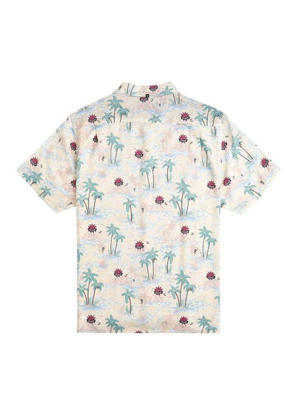 back of White Patterned shirt short sleeve