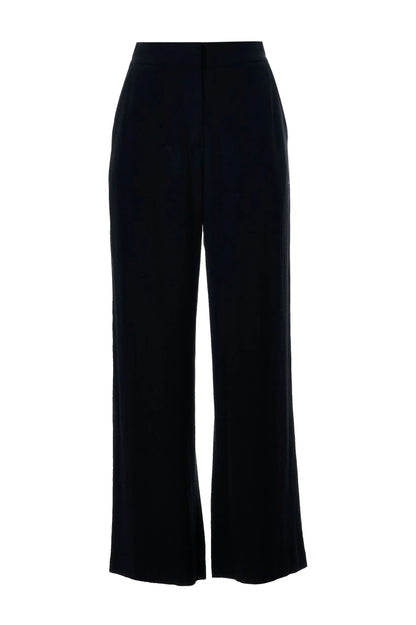 Tilde Linen Mix Straight Leg Trousers - Black - Bascora
