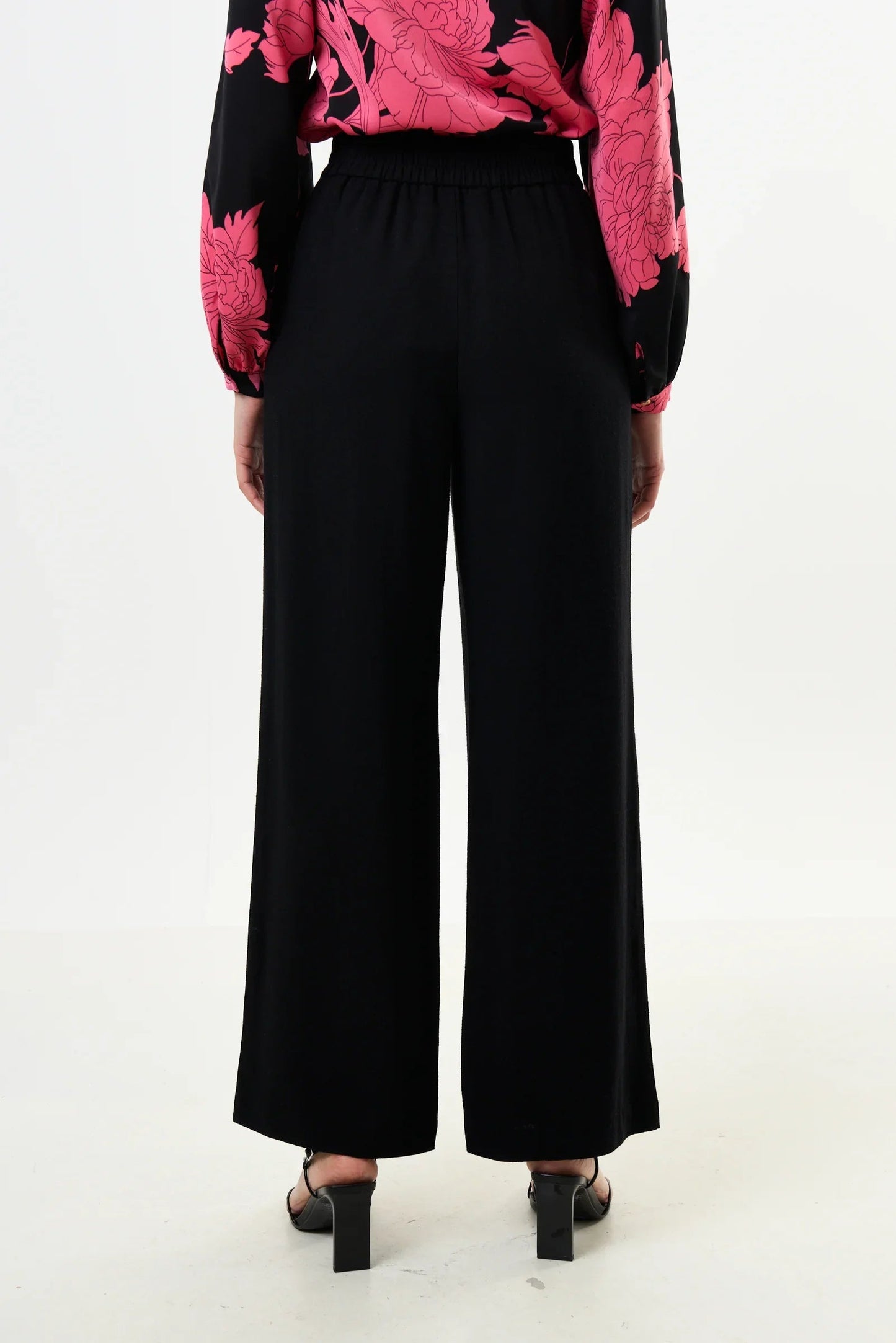 Tilde Linen Mix Straight Leg Trousers - Black - Bascora