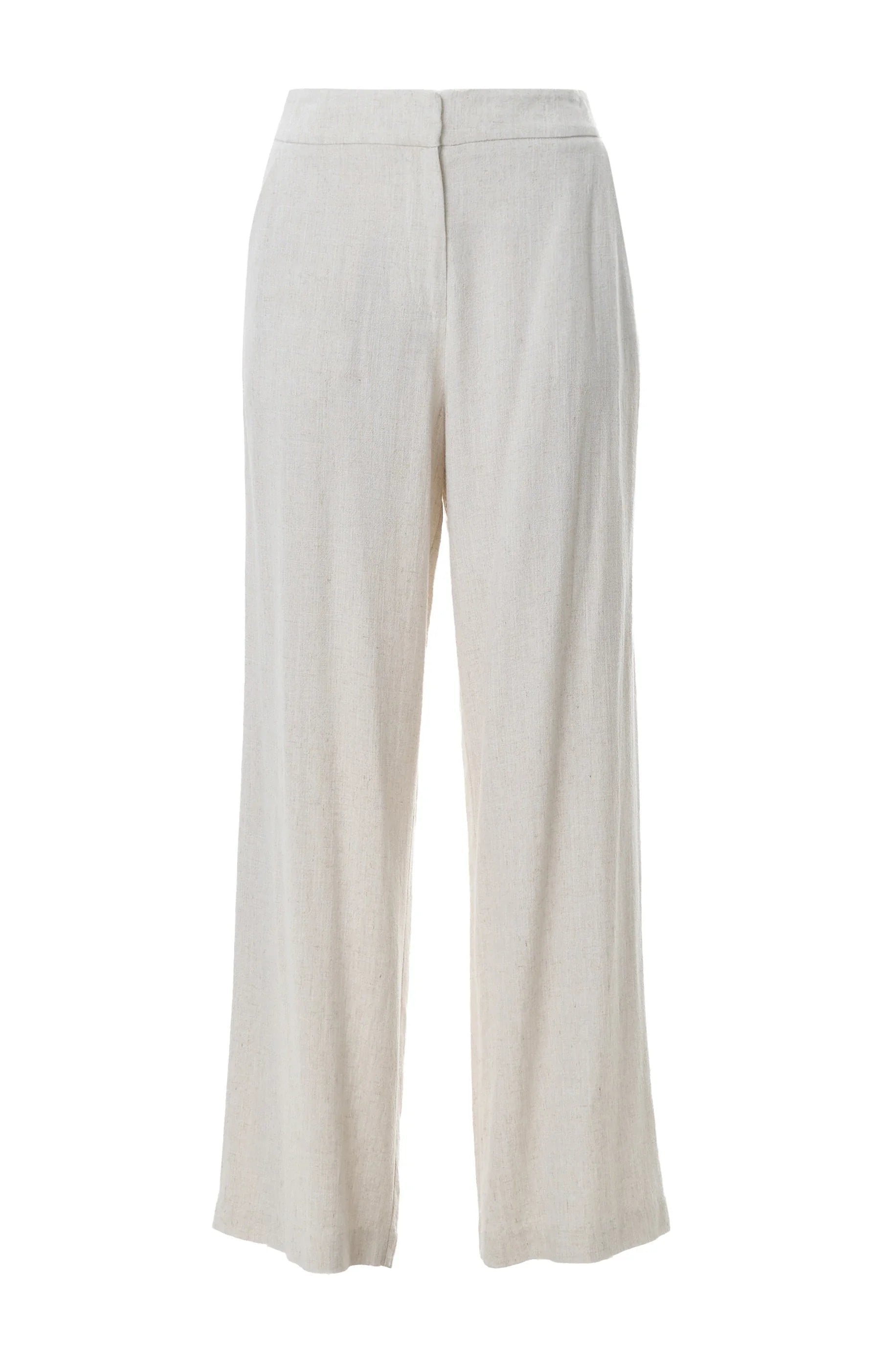 Tilde Linen Mix Straight Leg Trousers - Natural - Bascora
