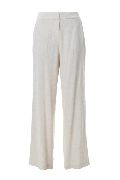 Tilde Linen Mix Straight Leg Trousers - Natural - Bascora